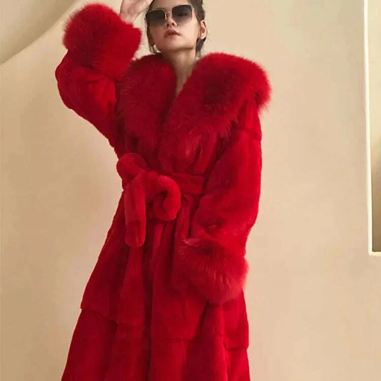 2023 Autumn and Winter Big Fur Collar Fashion Fur Coat Women's Mid-Length Thickened European and American Loose Temperament Coat - Image 7