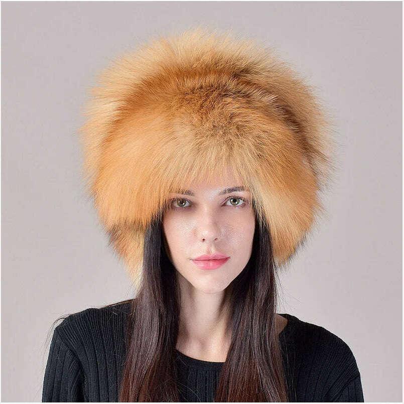2023 New Style Natural Fox Fur Russian Hat Ushanka Women Winter Warm Fluffy Popular Style Female Tail Cap Fashion Real Fur Hats - Image 9