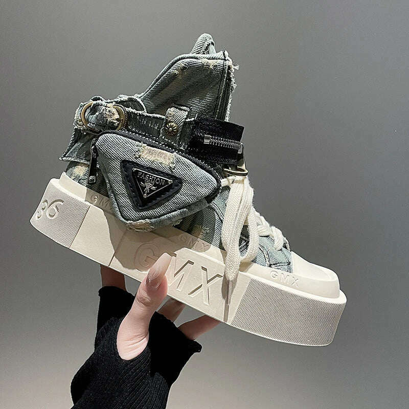 2023 New Women's Ankle Boots Fashion Cowboy Knight Boot Punk Gothic Classic Denim Canvas Shoes Short Goth Platform Shoes - Image 29