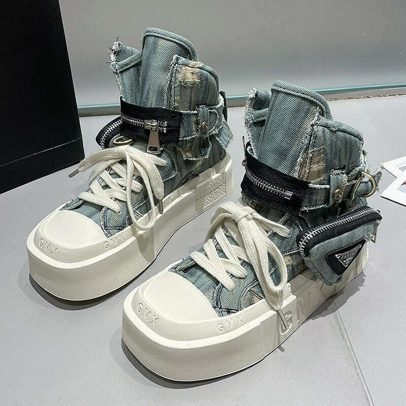 2023 New Women's Ankle Boots Fashion Cowboy Knight Boot Punk Gothic Classic Denim Canvas Shoes Short Goth Platform Shoes - Image 30