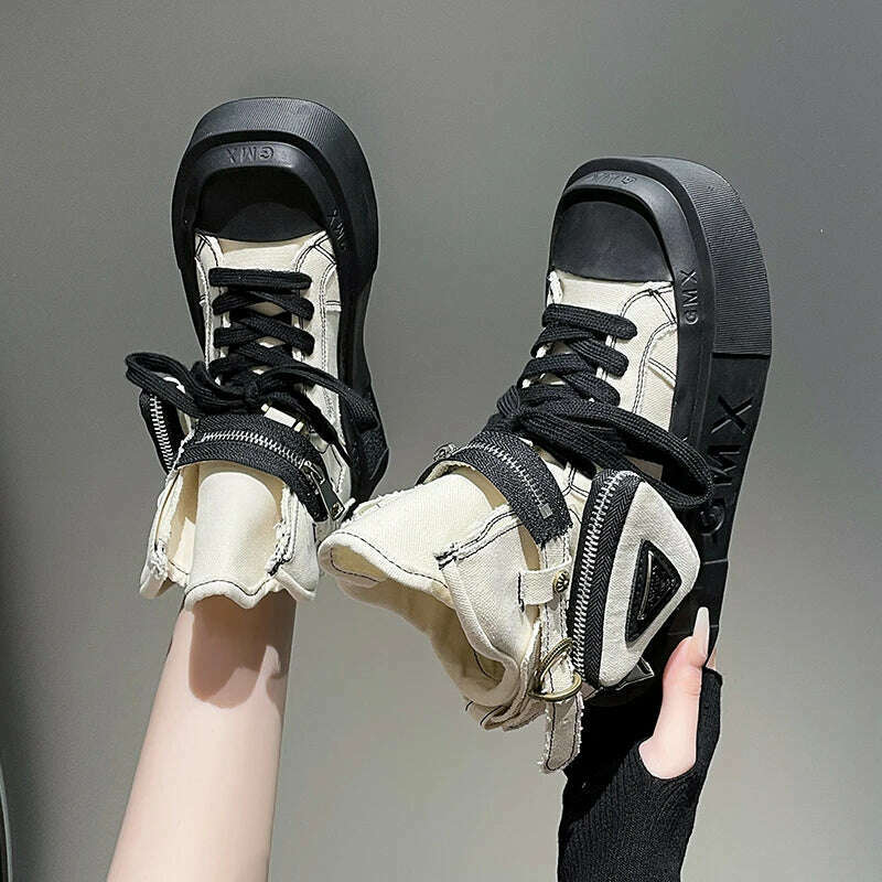 2023 New Women's Ankle Boots Fashion Cowboy Knight Boot Punk Gothic Classic Denim Canvas Shoes Short Goth Platform Shoes - Image 8