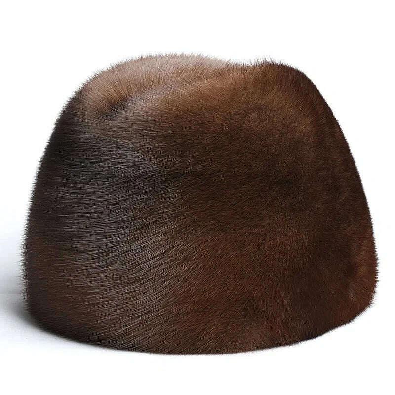 2023 Winter Unisex Top Real Mink Fur Bomber Hat Male Genuine Marten Head Warm Black/Brown Caps Best Gift For parent Gorras - Image 13