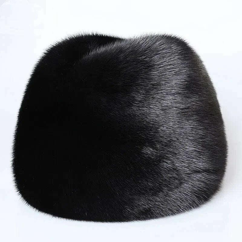 2023 Winter Unisex Top Real Mink Fur Bomber Hat Male Genuine Marten Head Warm Black/Brown Caps Best Gift For parent Gorras - Image 14