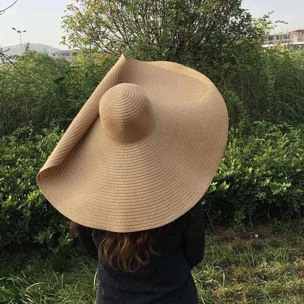70cm Oversized Foldable Straw Hat Women Hat Super Big Wide Brim Sun Protection Summer Beach Hats Travel Vocation Ladies Cap - Image 23