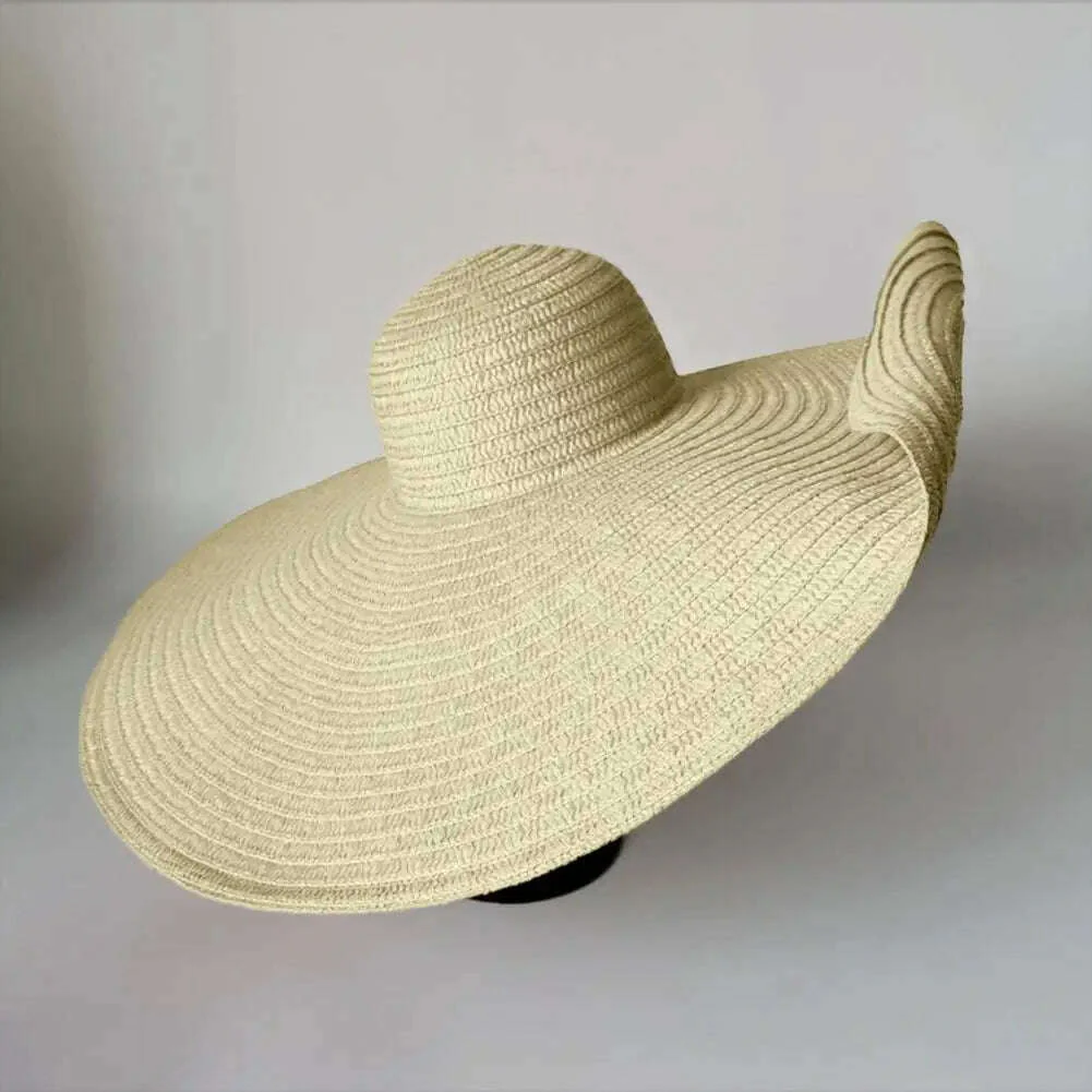 70cm Oversized Foldable Straw Hat Women Hat Super Big Wide Brim Sun Protection Summer Beach Hats Travel Vocation Ladies Cap - Image 4