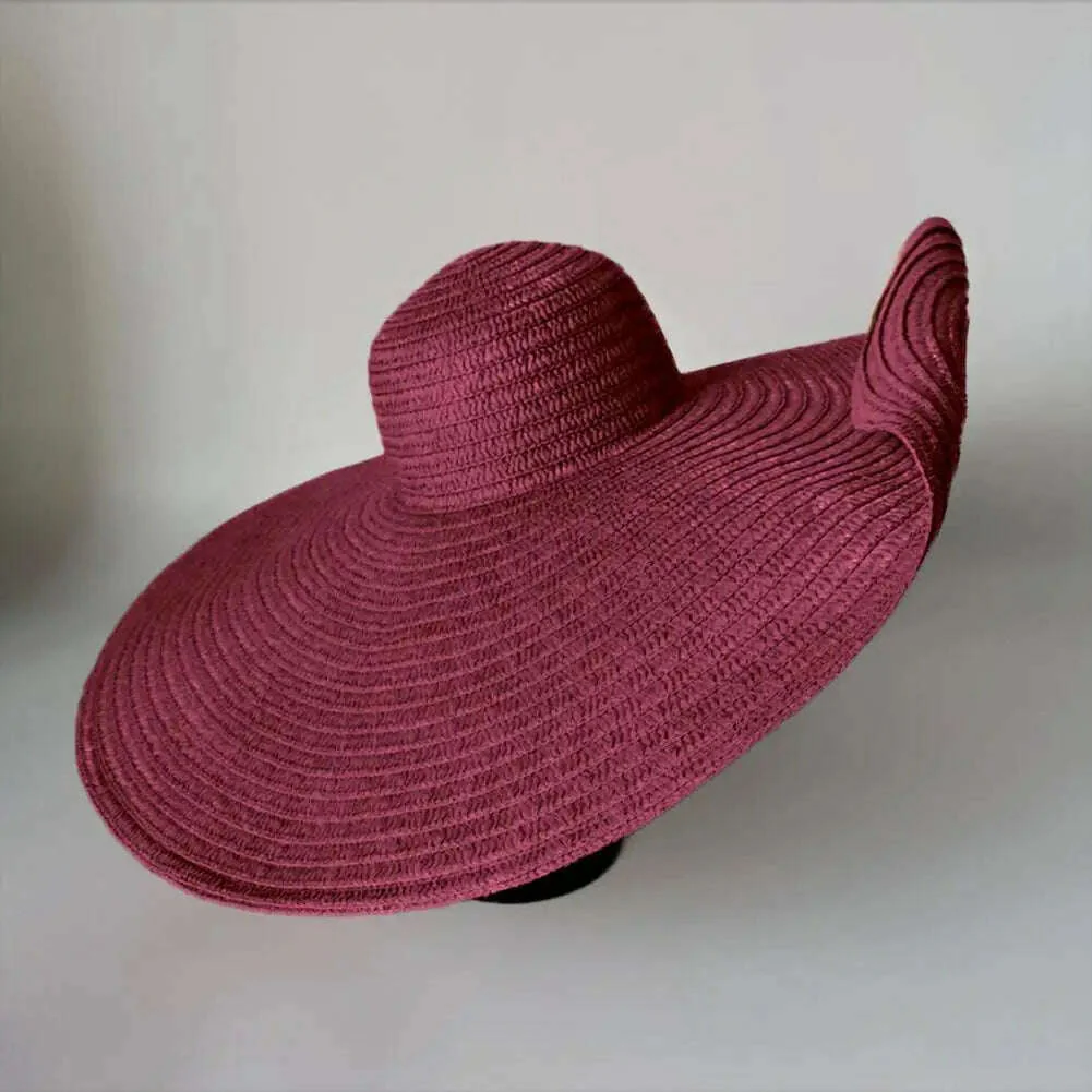 70cm Oversized Foldable Straw Hat Women Hat Super Big Wide Brim Sun Protection Summer Beach Hats Travel Vocation Ladies Cap - Image 5