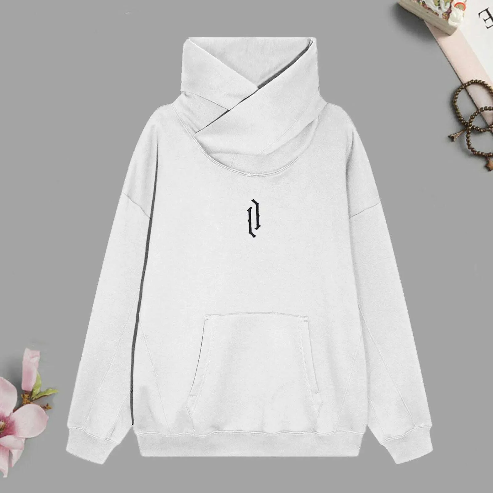 Autumn Winter High Collar Hoodie Pullover Loose Men Coat Tops Harajuku Hiphop Gothic Outwear Streetwear Fleece Hooded Sweatshirt - Image 12