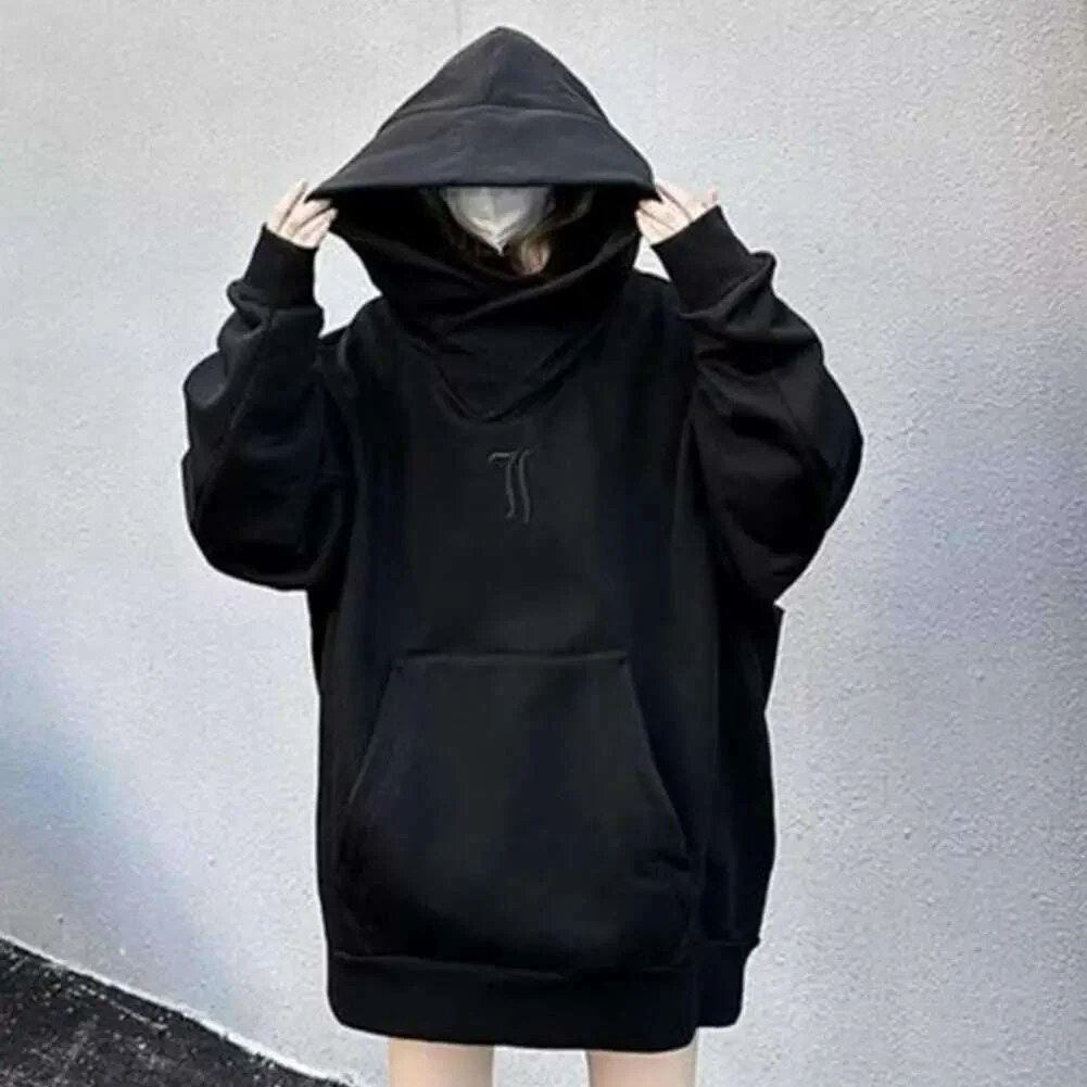 Autumn Winter High Collar Hoodie Pullover Loose Men Coat Tops Harajuku Hiphop Gothic Outwear Streetwear Fleece Hooded Sweatshirt - Image 4
