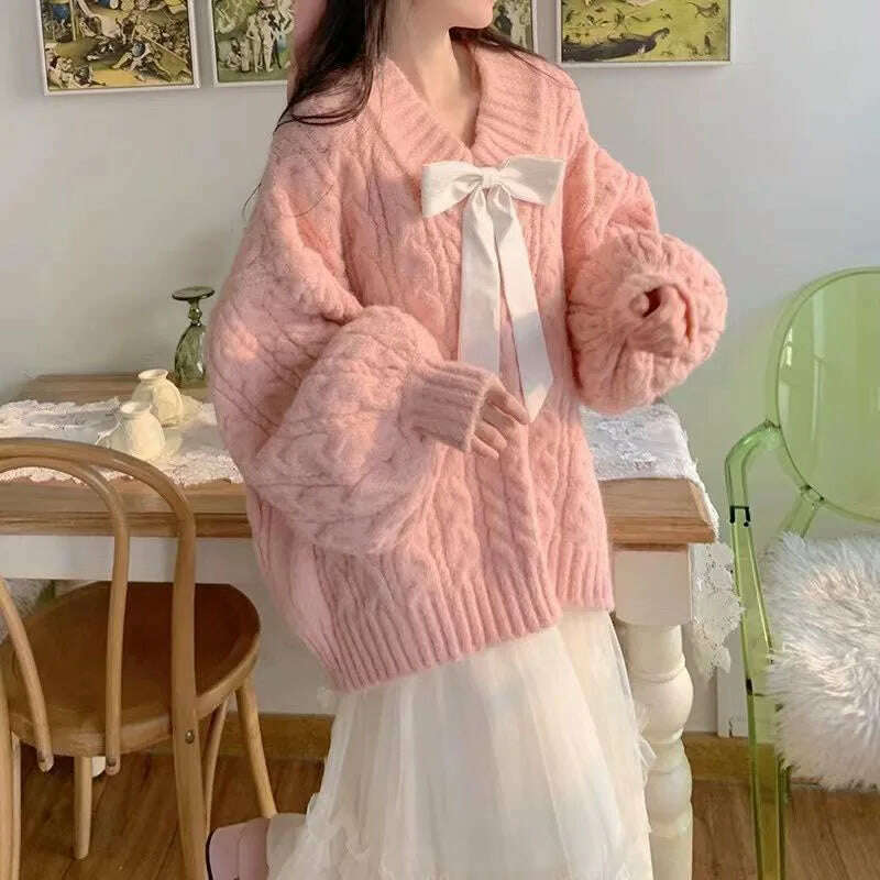 Autumn Winter Women Sweater Harajuku Oversized Long Sleeve V Neck Knitted Pullover Korean Loose Solid Preppy All Match Jumper - Image 15