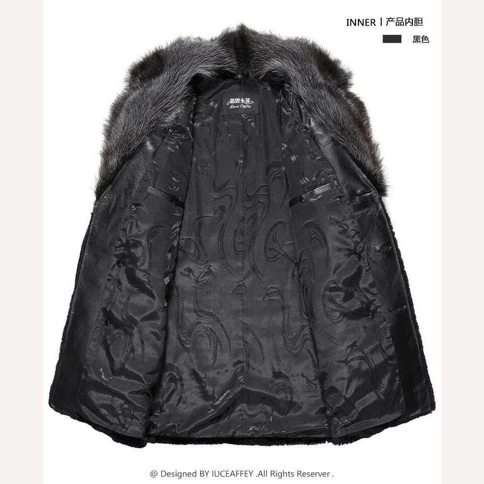 AYUNSUE 100% Wool Coat Sheep Shearling Fur Coat Winter Jacket Men Raccoon Fur Collar Long Coats Men Jacket  LSY080870 MY1133 - Image 5