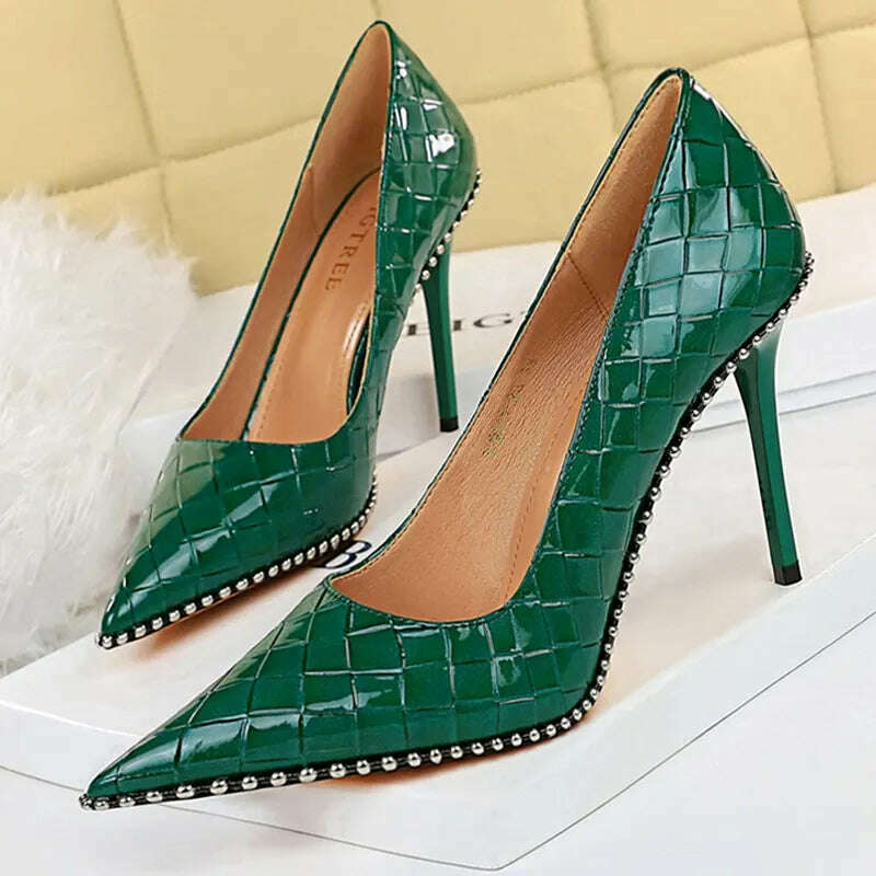 BIGTREE Shoes Rivet Woman Pumps 2023 New High Heels Stiletto Pu Leather Women Heels Sexy Party Shoes Female Heel Plus Size 43 - Image 5