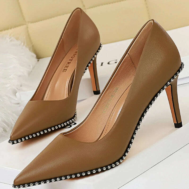 BIGTREE Shoes Rivet Woman Pumps 2023 New High Heels Stiletto Pu Leather Women Heels Sexy Party Shoes Female Heel Plus Size 43 - Image 7