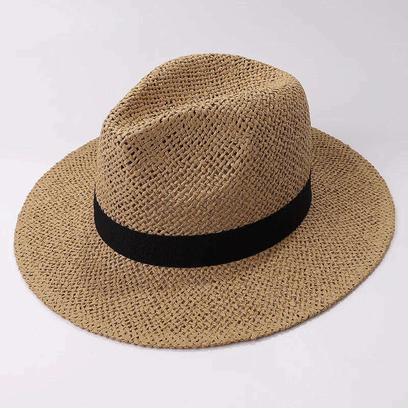 Black Ribbon Band Panama Hats Summer Women Sun Hat for Men Jazz Top Wide Brim Staw Beach Hat Derby Party Wedding Hat - Image 10