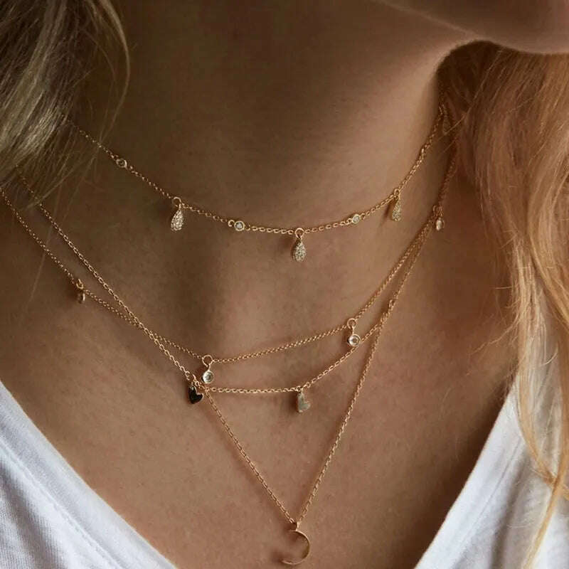 Bohemia Multilayer Crystal Butterfly Pendant Necklaces For Women Hollow Heart Choker Necklace Fashion Jewelry Party Gift N0321 - Image 29