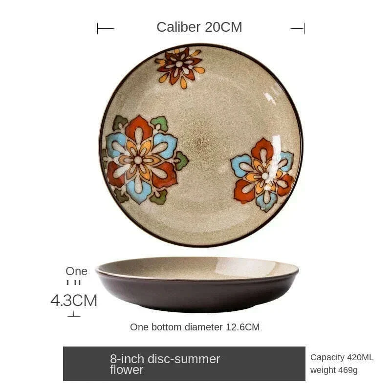 Chinese-style ceramic deep plate household salad plate disc personality plate creative old-fashioned hand-painted tableware - Image 8