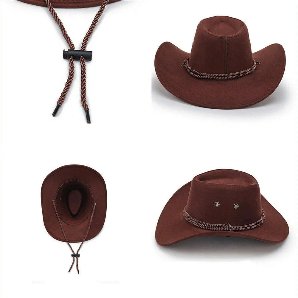 Cowboy Hat Caps for Men Country Women's Hat Faux Leather Sunhat Wild Brim Panama Hat Visor Hats Sombrero De Vaquero Occidental - Image 5