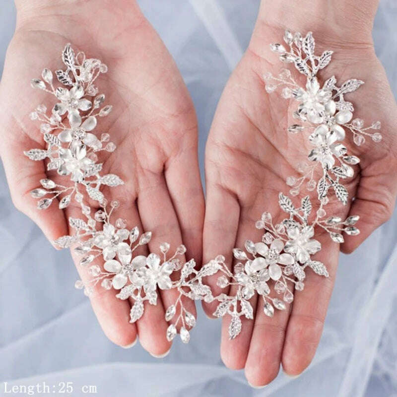 Crystal Flower Leaf Wedding Bridal Headbands Tiaras For Women Bride Rhinestone Bridal Wedding Hair Accessories Jewelry Band Gift - Image 3