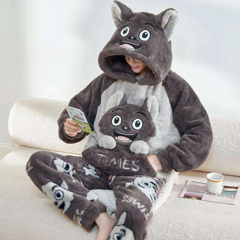 Cute Pajamas For Men Thick Plush Fleece Pajama Sets Winter Coral Velvet Warm Flannel Clothes Home Suit Male Sleepwear Пижама - Image 28