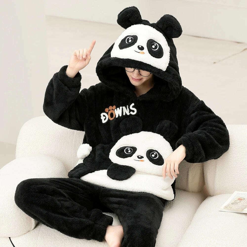 Cute Pajamas For Men Thick Plush Fleece Pajama Sets Winter Coral Velvet Warm Flannel Clothes Home Suit Male Sleepwear Пижама - Image 35