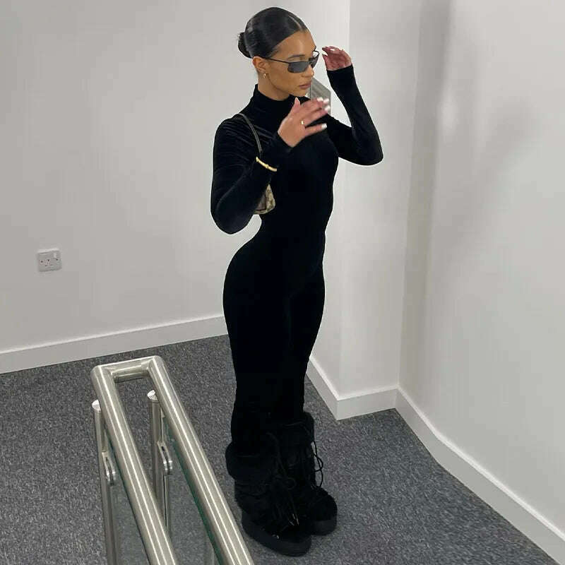 Dulzura Autumn Velvet Sexy Y2K Clothes Long Sleeve O-Neck Bodycon Skinny Zipper Jumpsuit Women Sporty Streetwear Romper Outfits - Image 15