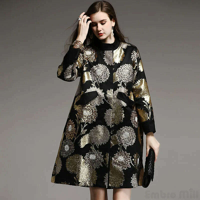 Embro Mill Vintage Royal Spring Autumn Coat Woman Elegant Lady Loose Chinese Style High-end Beading Trench Coat Female M-XXL - Image 8