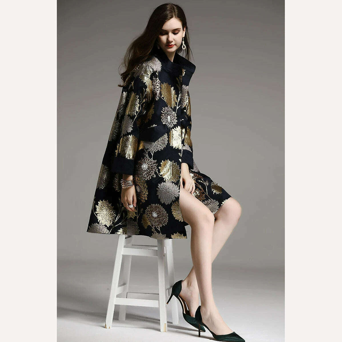 Embro Mill Vintage Royal Spring Autumn Coat Woman Elegant Lady Loose Chinese Style High-end Beading Trench Coat Female M-XXL - Image 9