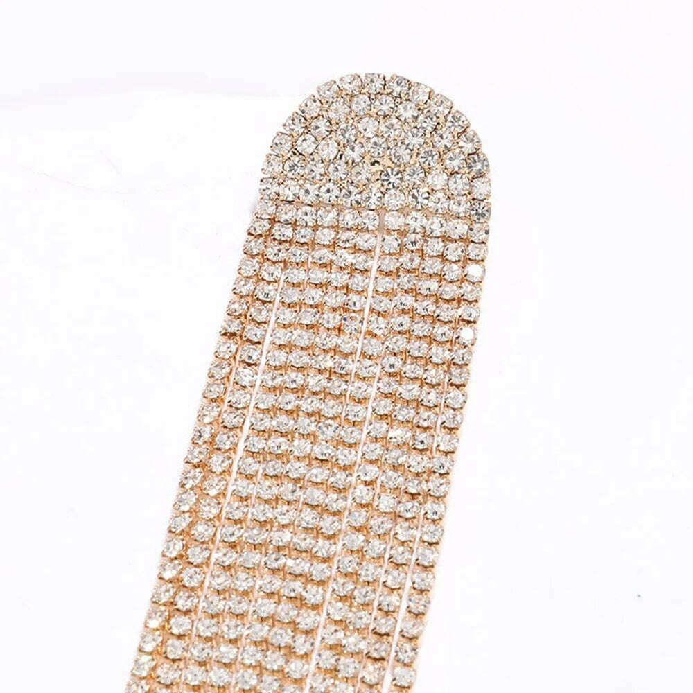 Europe And America New Exaggerated Full Rhinestone Tassel Earrings For Women Party Wedding Statement Jewelry Long Earings Gifts - Image 5