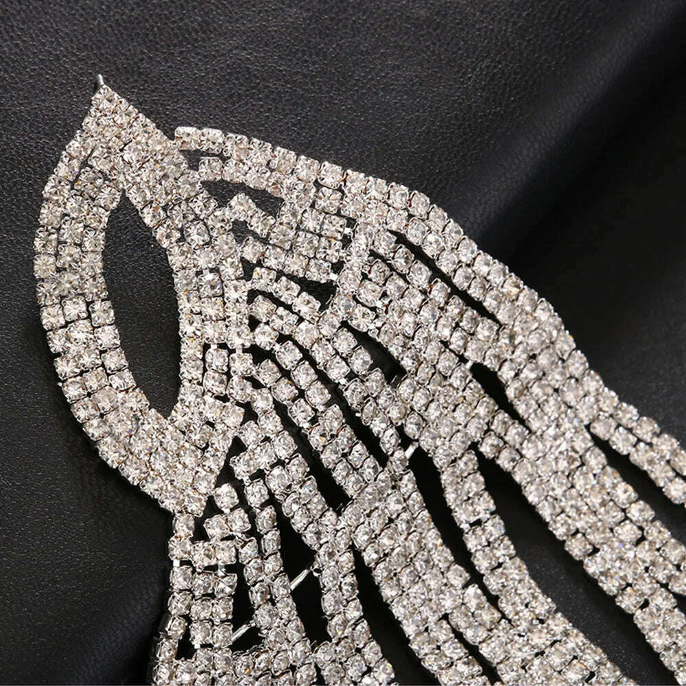 Exaggerated Rhinestone Oversized Wing Drop Earrings Dinner Jewelry for Women Crystal Irregular Big Dangle Earrings Accessories - Image 4