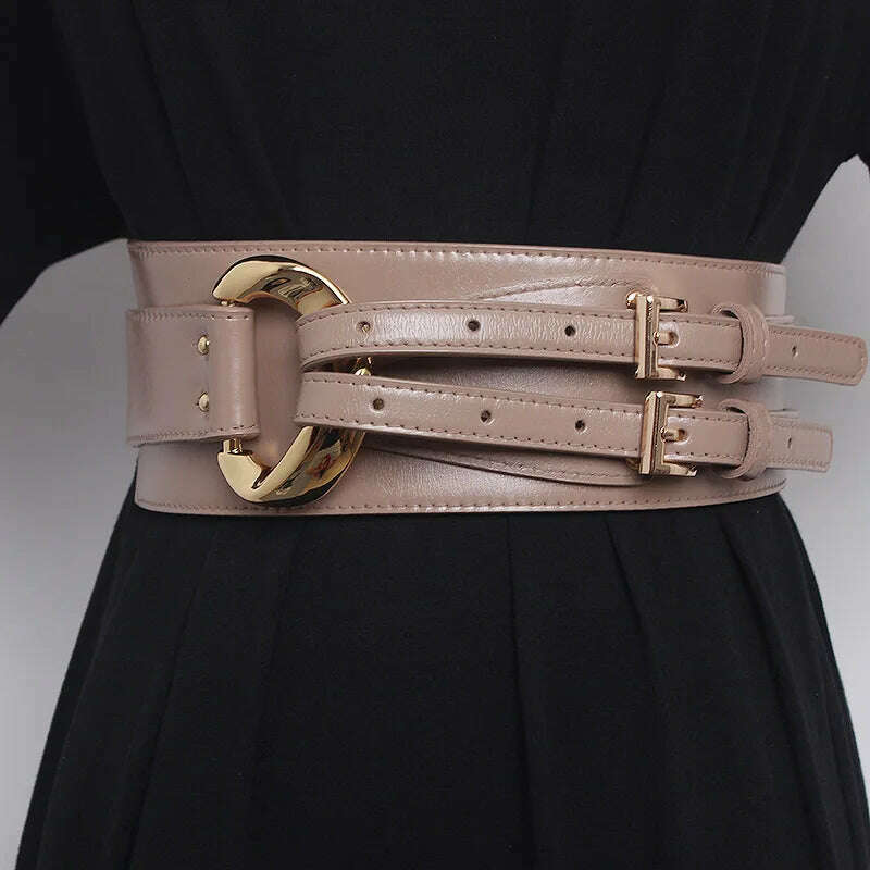 Fashion Wide Cowskin Cummerbund Women's Cummerbunds Knot Real Leather Waistbands For Dress Decorate Waist Belt Coat Accessorie - Image 4
