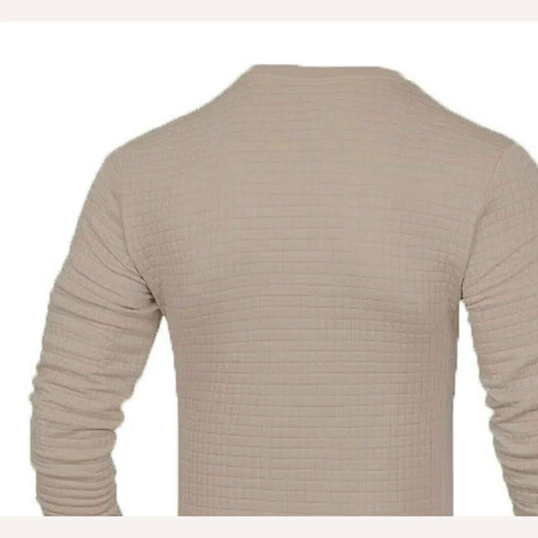 Fashionable Men's Hoodie with Small Check Waffle Round Neck Jacquard Coat Youth Casual Sweatshirt - Image 6
