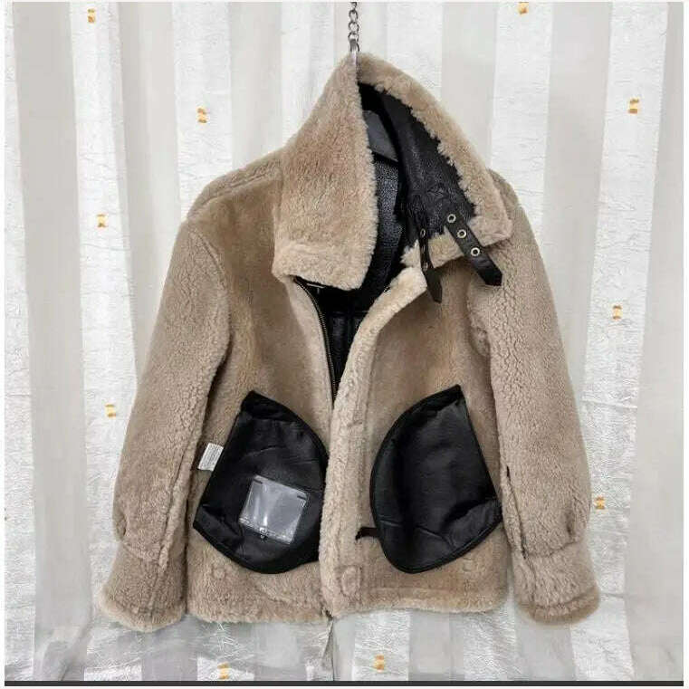 Free shipping.Men 100% real fur jacket with hat.quality winter warm genuine leather coat.sheepskin wool.Black shearling cloth - Image 3