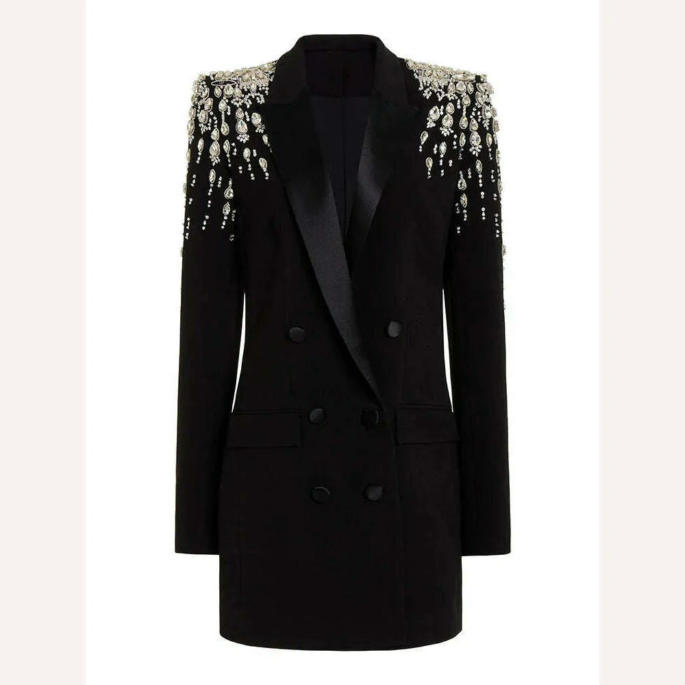 GetSpring Women Blazer 2023 Autumn Winter Double Breasted Full Sleeve Ladies Black Blazer Coat Fashion Women's Slim Suit Jacket - Image 3