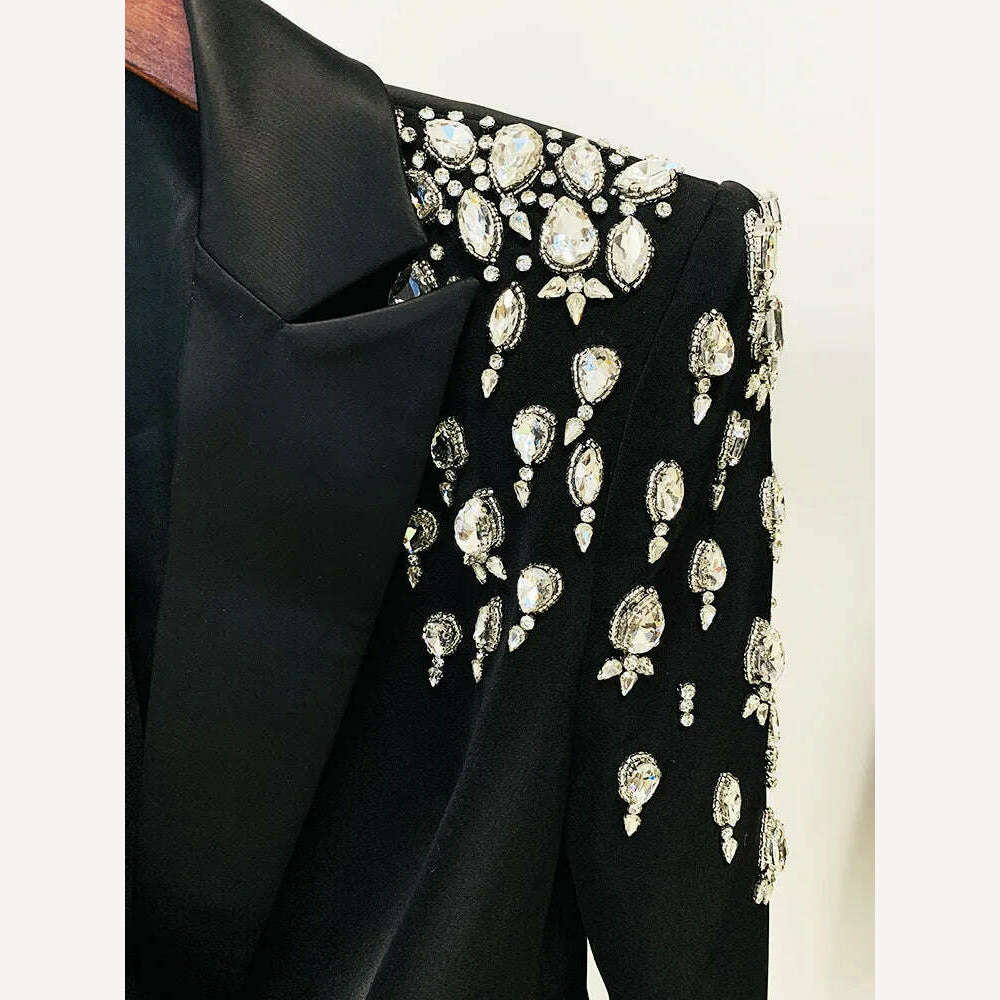 GetSpring Women Blazer 2023 Autumn Winter Double Breasted Full Sleeve Ladies Black Blazer Coat Fashion Women's Slim Suit Jacket - Image 6