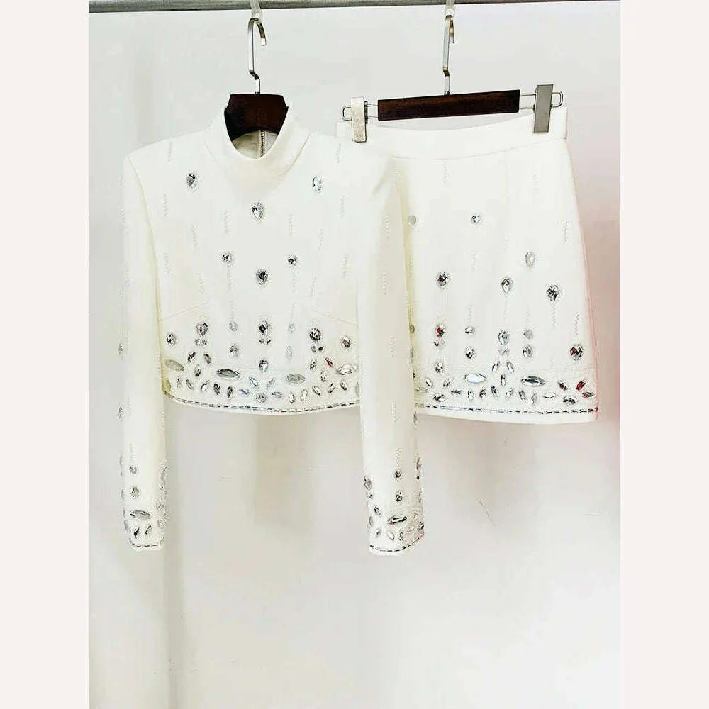 HIGH STREET Newest 2024 S/S Designer Runway Suit Set Women's Stand Collar Zip Back Cropped Tops Mini Skirt Set 2pcs - Image 7