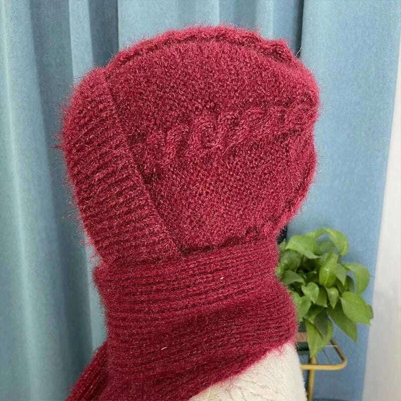 Integrated Ear Protection Windproof Cap Scarf Knitting Thick Warm Ear Guard Hat Winter Siamese Windproof Hat Scarf Set - Image 3