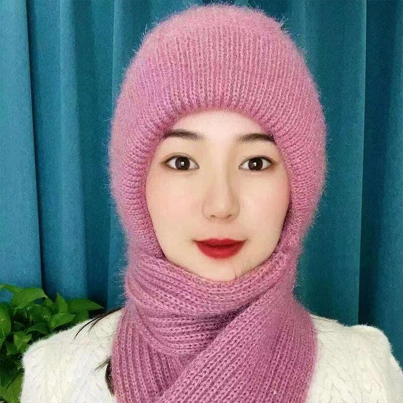 Integrated Ear Protection Windproof Cap Scarf Knitting Thick Warm Ear Guard Hat Winter Siamese Windproof Hat Scarf Set - Image 4