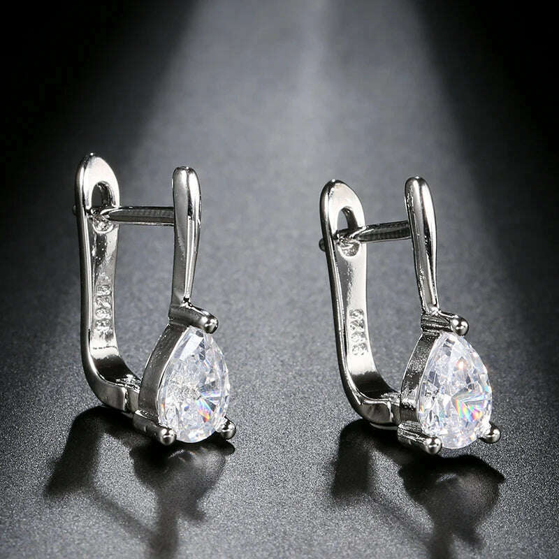 Kinel Luxury Bridal Wedding Stud Earrings Gold Silver Color Water Drop AAA Cubic Zirconia Earrings For Women Fasion Jewellery - Image 3