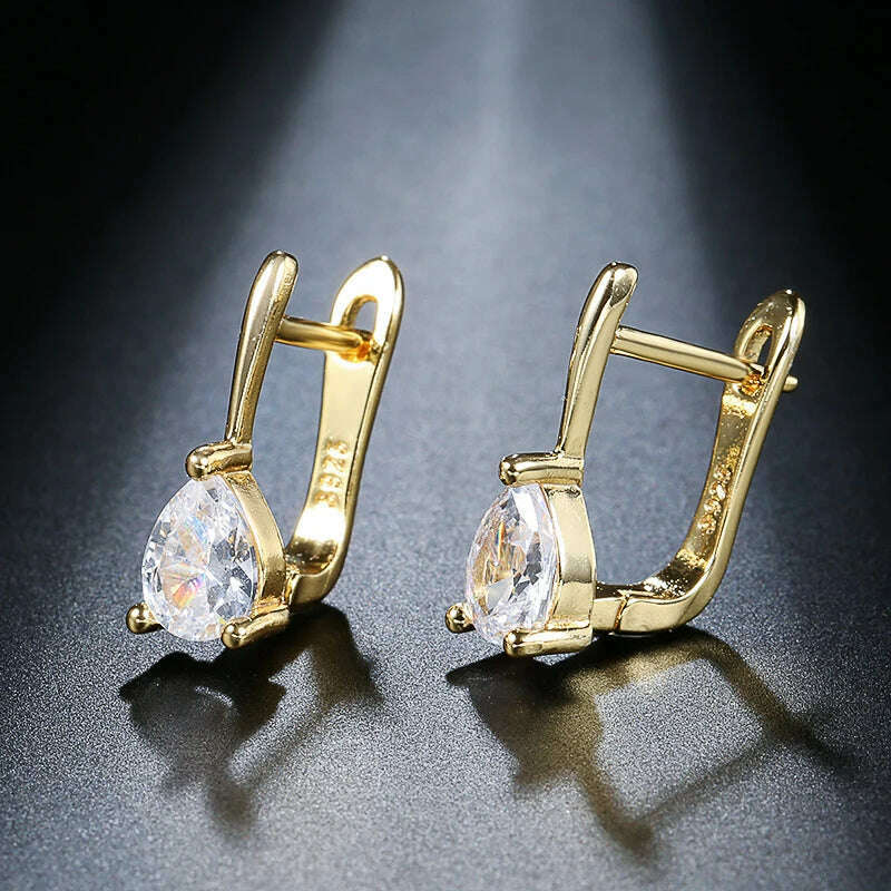 Kinel Luxury Bridal Wedding Stud Earrings Gold Silver Color Water Drop AAA Cubic Zirconia Earrings For Women Fasion Jewellery - Image 5