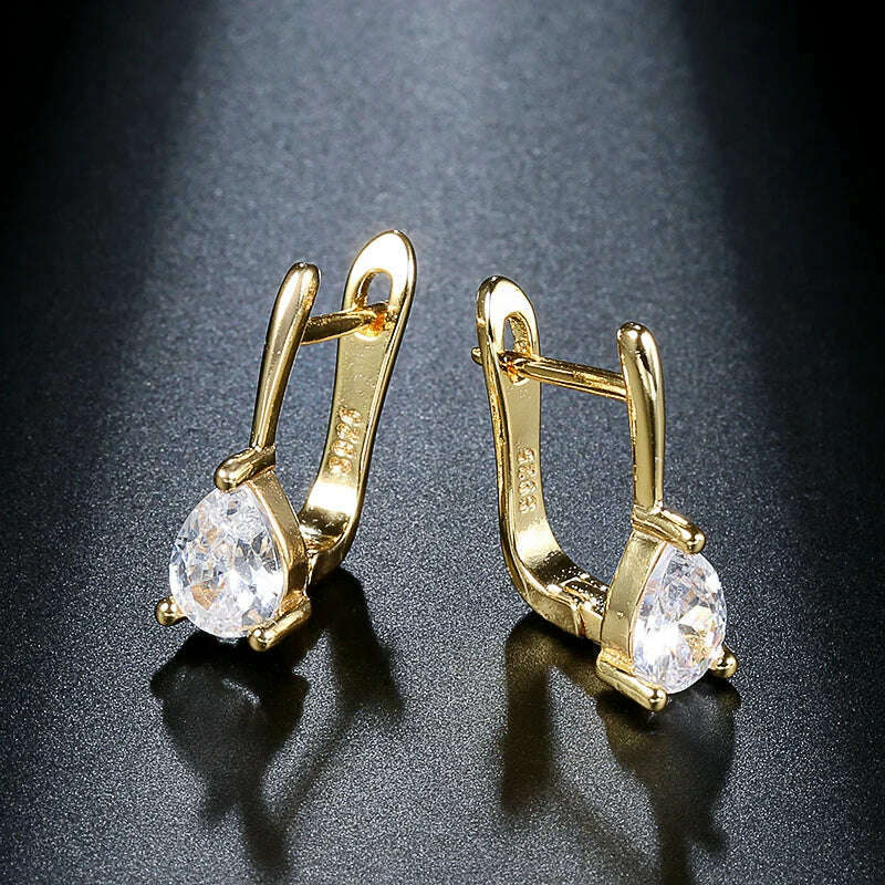 Kinel Luxury Bridal Wedding Stud Earrings Gold Silver Color Water Drop AAA Cubic Zirconia Earrings For Women Fasion Jewellery - Image 6