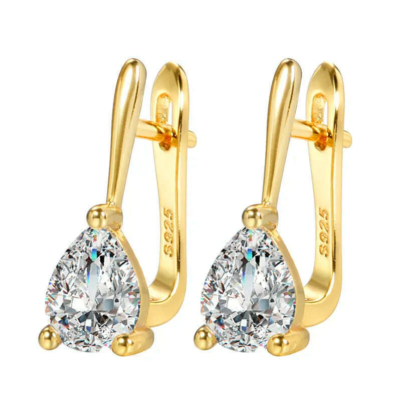 Kinel Luxury Bridal Wedding Stud Earrings Gold Silver Color Water Drop AAA Cubic Zirconia Earrings For Women Fasion Jewellery - Image 7
