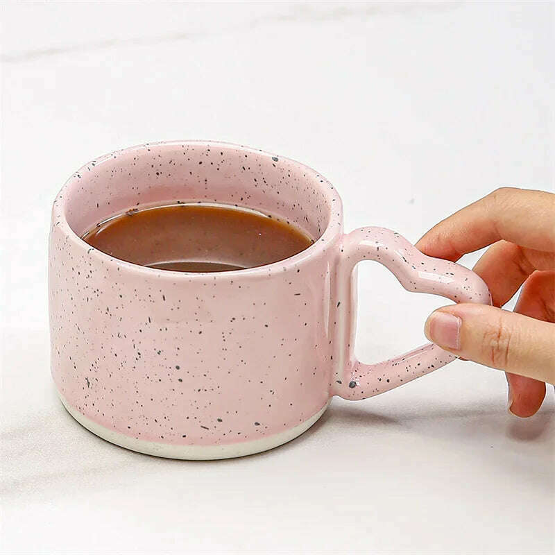 Korean Style ins Ceramics Cup 300ML Pink Love shape handle Coffee Mug Breakfast milk oatmeal cup Water  cup Valentine's Day Gift - Image 3