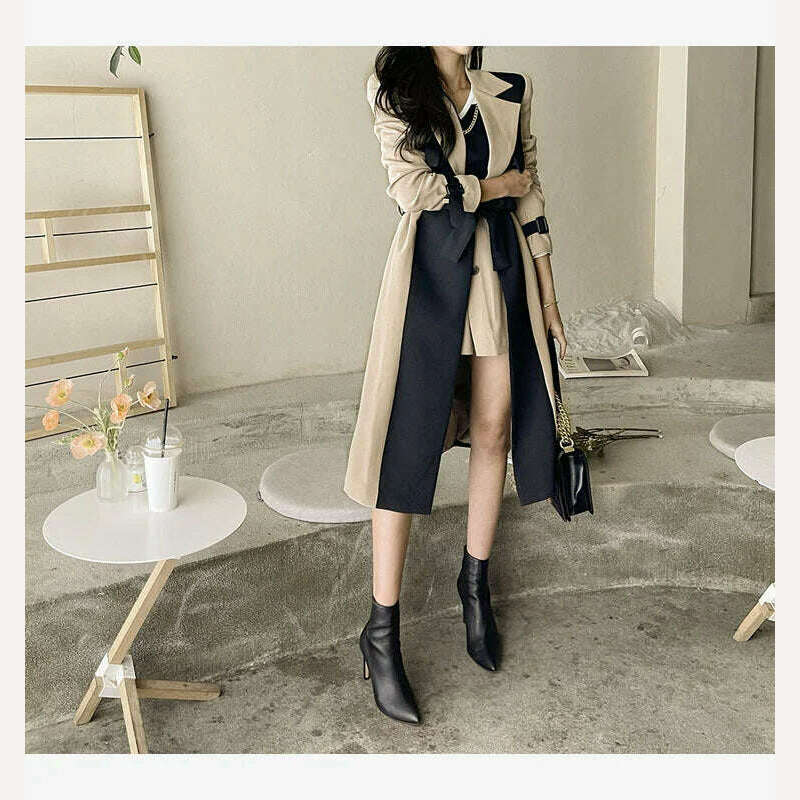LANMREM Elegant Notched Collar Lady Patchwork Windbreaker Full Sleeve Buttons Belted Women Long Trench Coats 2023 Winter 2W1922 - Image 12
