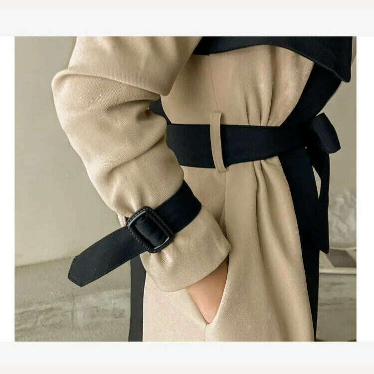 LANMREM Elegant Notched Collar Lady Patchwork Windbreaker Full Sleeve Buttons Belted Women Long Trench Coats 2023 Winter 2W1922 - Image 13