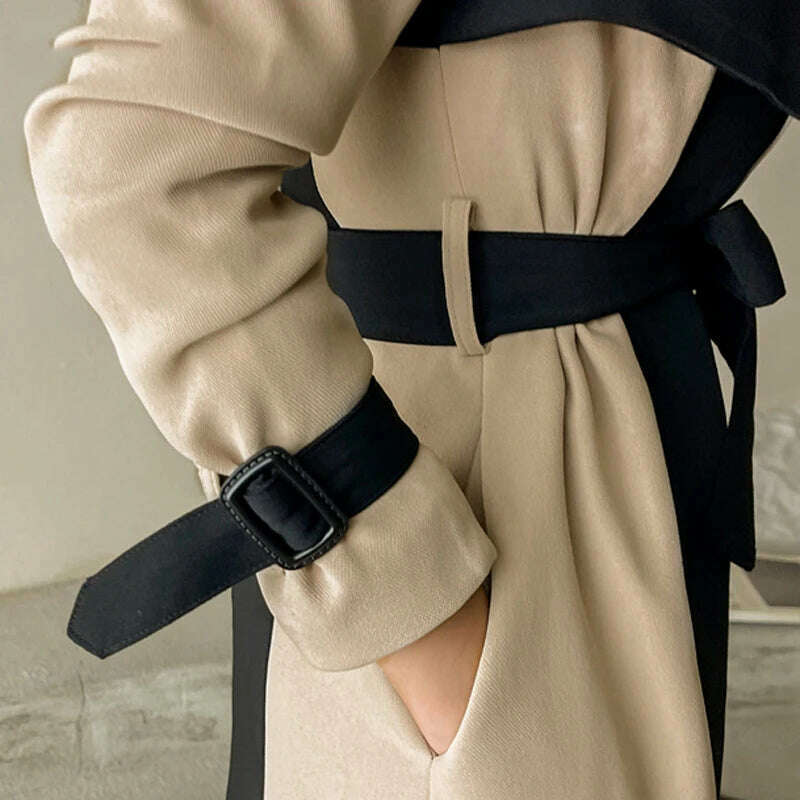 LANMREM Elegant Notched Collar Lady Patchwork Windbreaker Full Sleeve Buttons Belted Women Long Trench Coats 2023 Winter 2W1922 - Image 7
