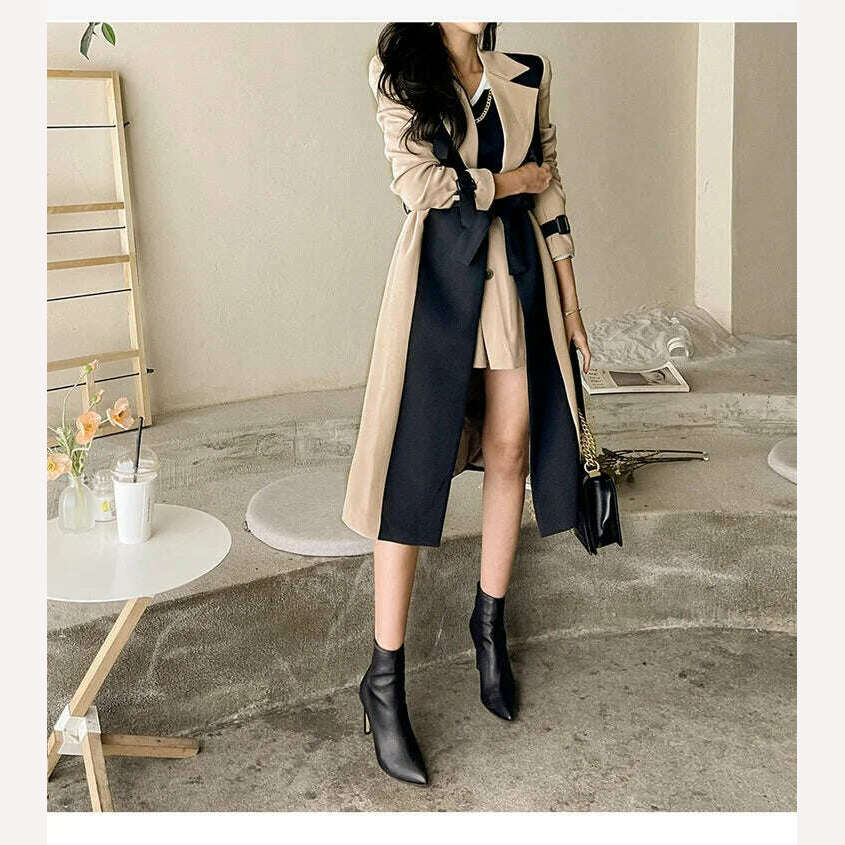 LANMREM Elegant Notched Collar Lady Patchwork Windbreaker Full Sleeve Buttons Belted Women Long Trench Coats 2023 Winter 2W1922 - Image 9