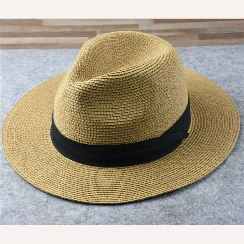 Large Size Panama Hats Lady Beach Wide Brim Straw Hat Man Summer Sun Cap Plus Size Fedora Hat 55-57cm 58-60cm 61-64cm - Image 10