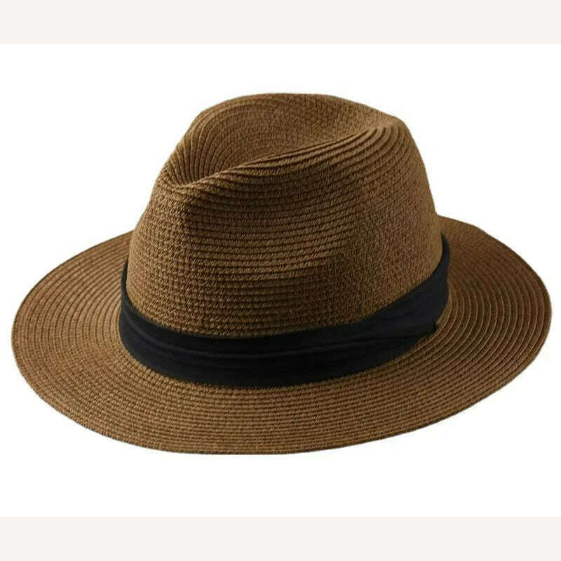 Large Size Panama Hats Lady Beach Wide Brim Straw Hat Man Summer Sun Cap Plus Size Fedora Hat 55-57cm 58-60cm 61-64cm - Image 5