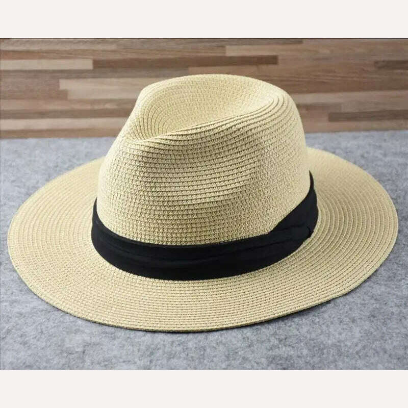Large Size Panama Hats Lady Beach Wide Brim Straw Hat Man Summer Sun Cap Plus Size Fedora Hat 55-57cm 58-60cm 61-64cm - Image 7