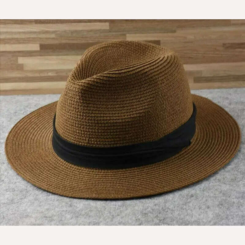 Large Size Panama Hats Lady Beach Wide Brim Straw Hat Man Summer Sun Cap Plus Size Fedora Hat 55-57cm 58-60cm 61-64cm - Image 9