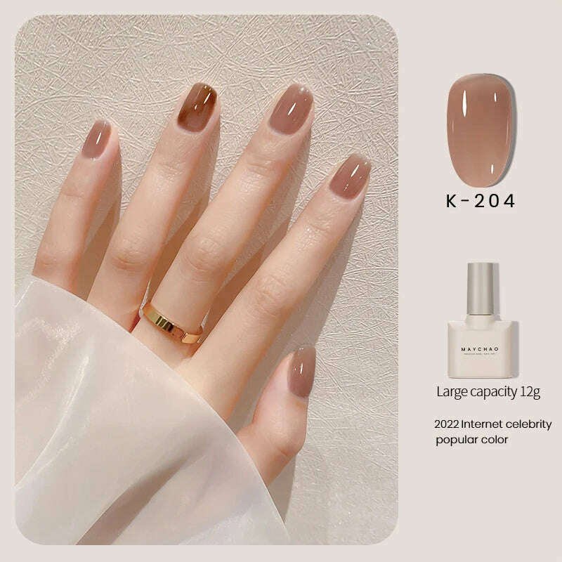 MAYCHAO 12ml Jelly Gel Nail Polish Semi Permanent Top Coat Soak Off UV LED Gel Art Nail Varnish Manicure Long Lasting Nail Gel - Image 12